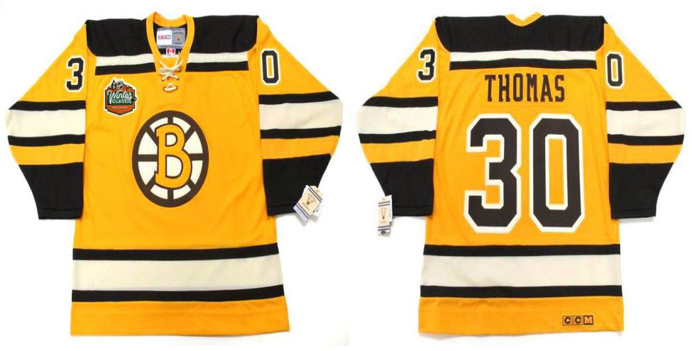 2019 Men Boston Bruins 30 Thomas Yellow CCM NHL jerseys